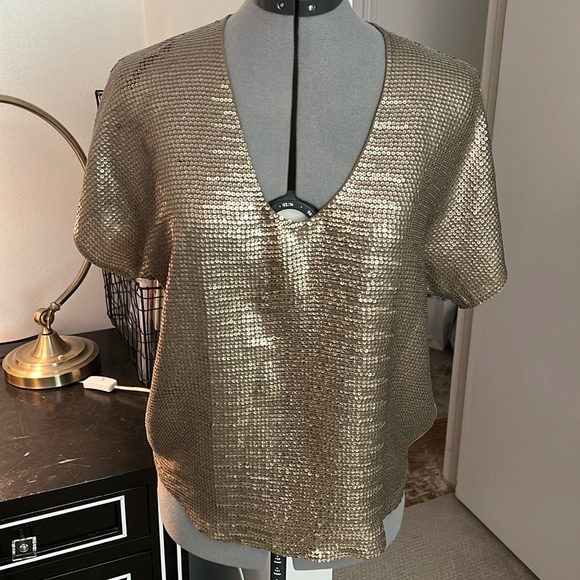 Los Angeles Apparel Tops - Gold Sequin Top